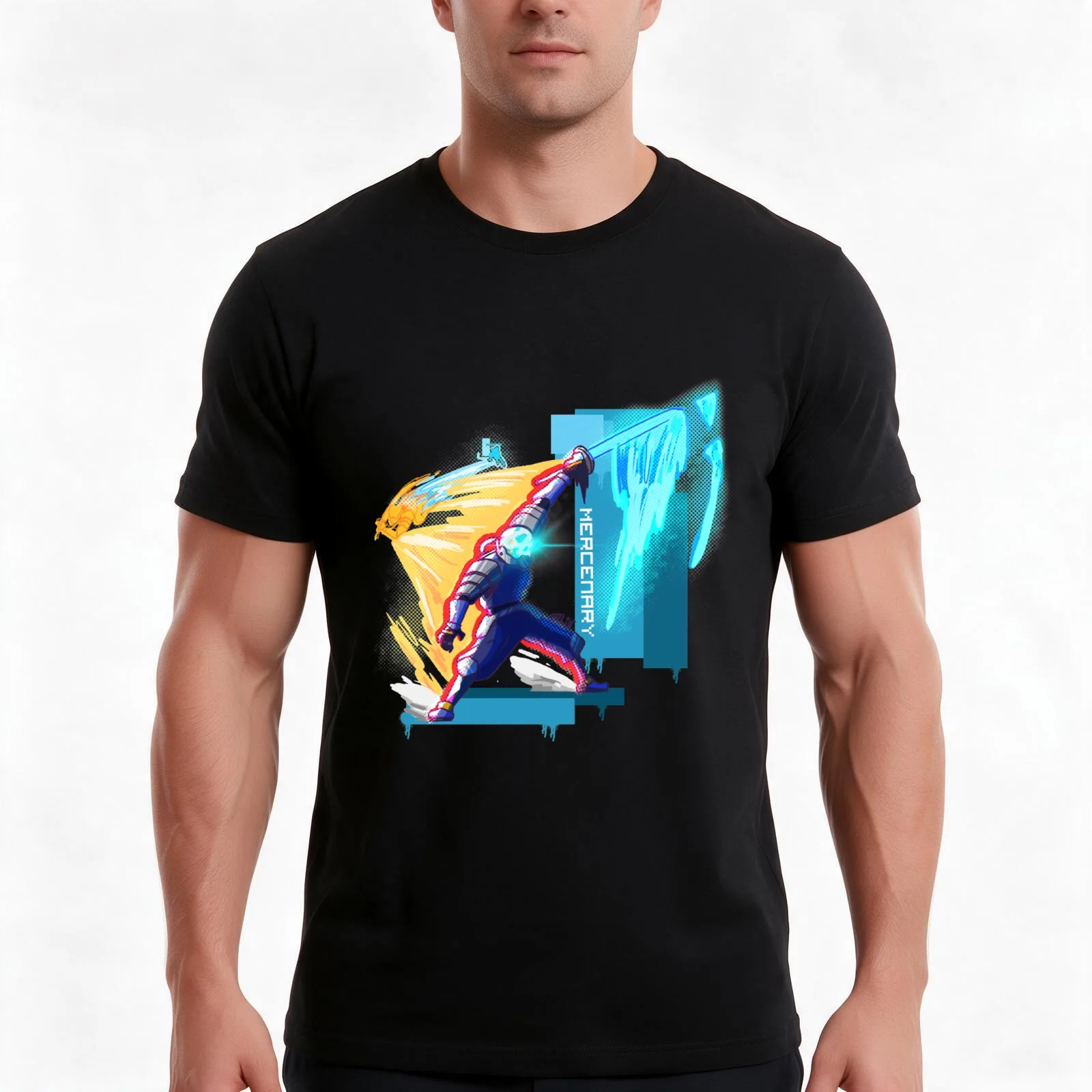 Risk of Rain 2 Mercenary T-Shirt, Summer Casual Cotton Tee, Oversized Streetwear Tops, Vintage Graphic Print, Unisex Men Women