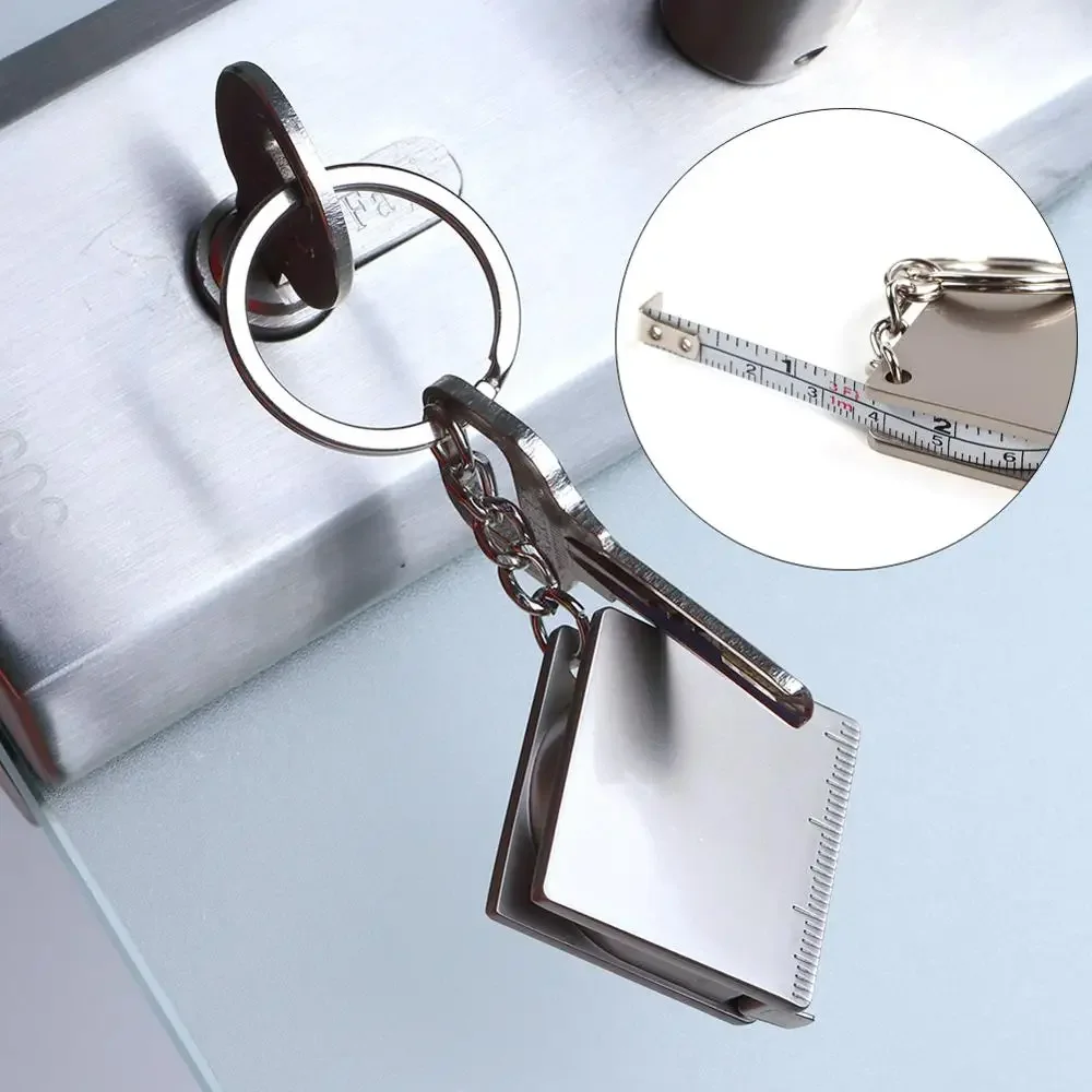 DIYWORK Measuring Tools Stainless Steel Retractable Ruler Tape Measure Keychain Key Ring Gauging Tools Keyring Pull Ruler