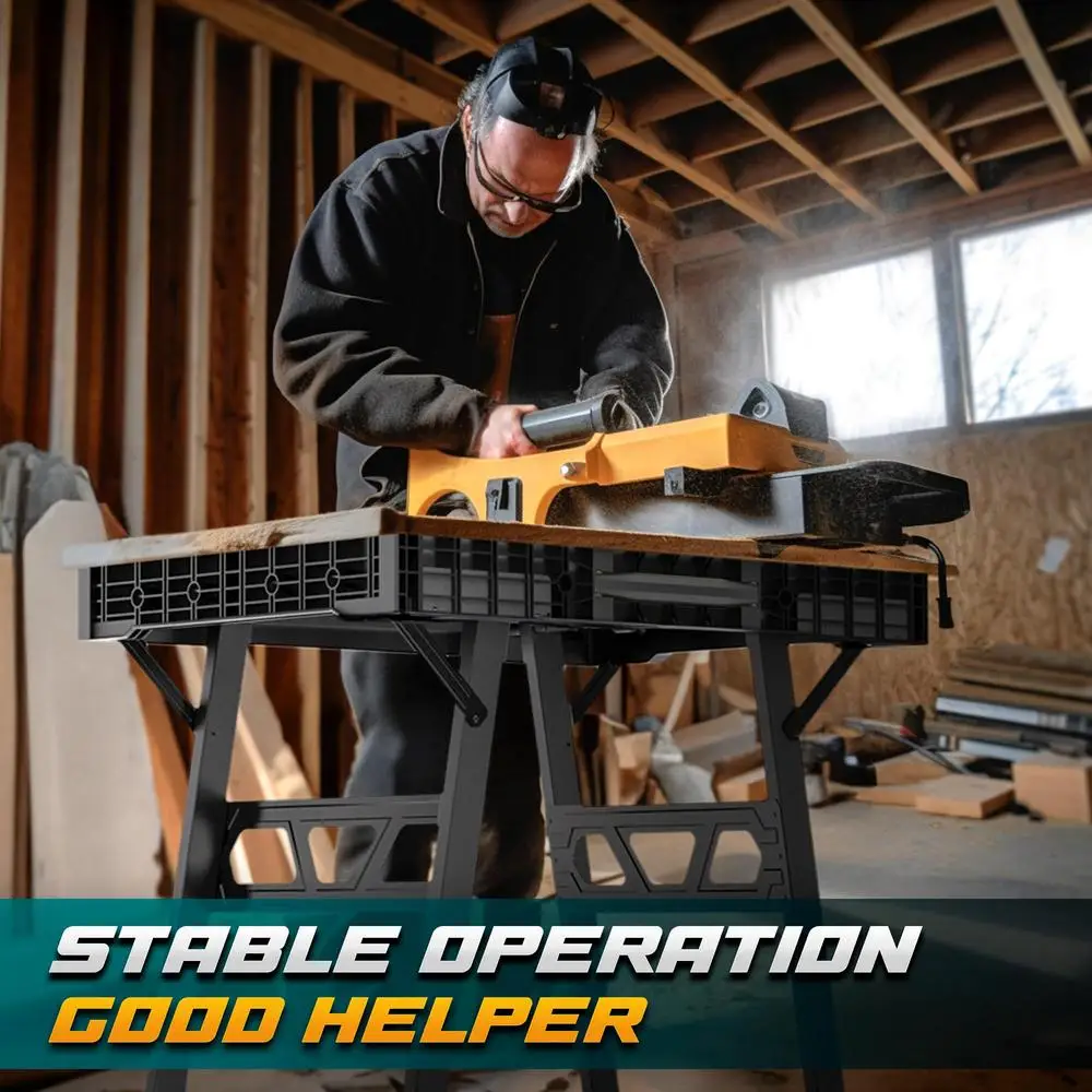 Folding Work Table 2-in-1 Compact Portable Design Sturdy Metal Legs Versatile Clamping System 34" x 25" x 31" Lightweight &