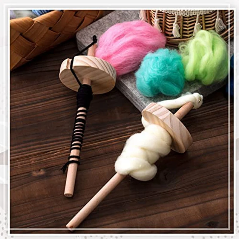 2Pc DIY Drop Spindle Top Whorl Yarn Spinner Hand Wooden Spinning Wheel For Yarn Making Yarn Spindle For Beginners Sewing