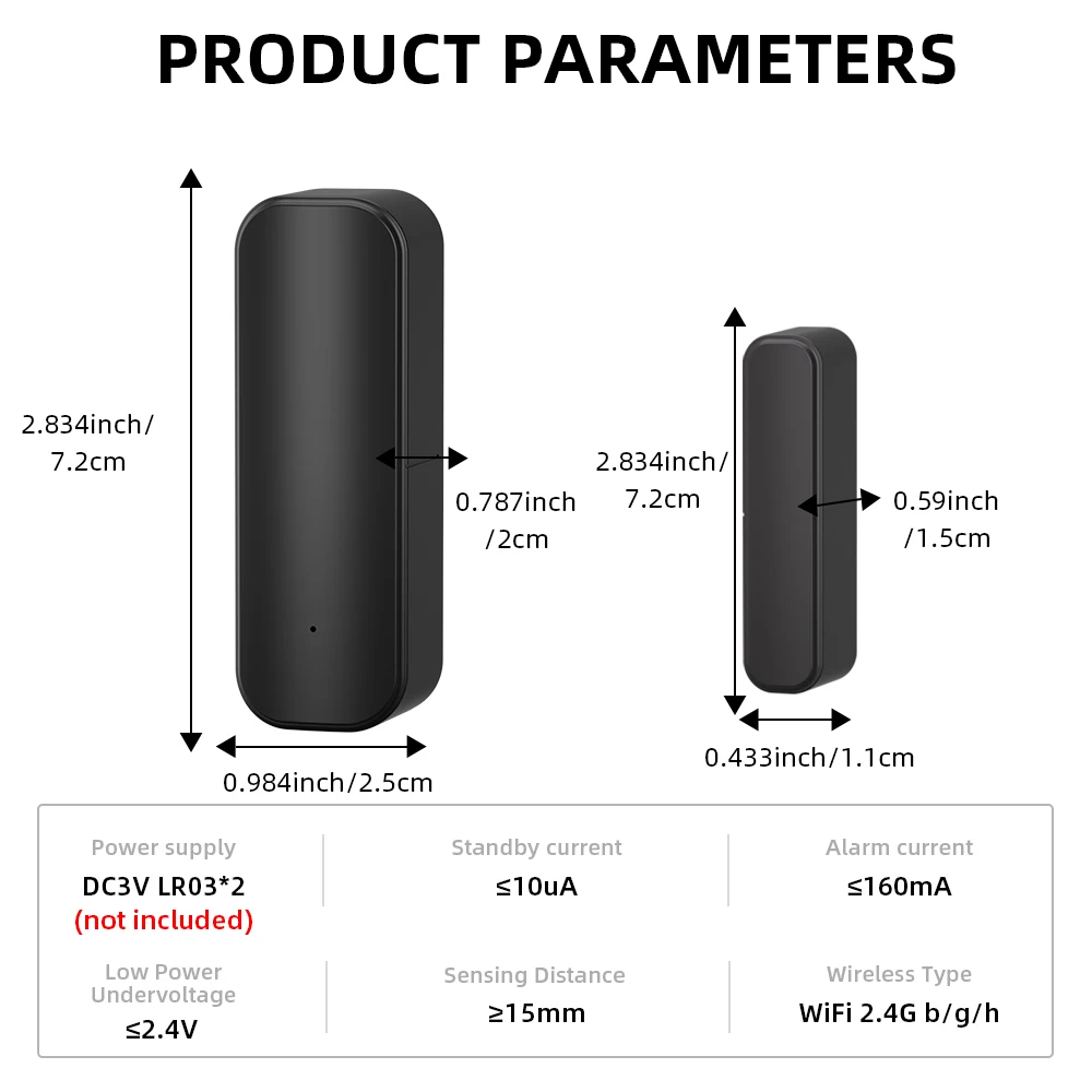 Tuya ZigBee/WiFi Sensor de puerta y ventana, detectores de apertura y cierre de puerta inalámbricos para hogar inteligente, alarma remota por aplicación, funciona con Alexa y Google Home