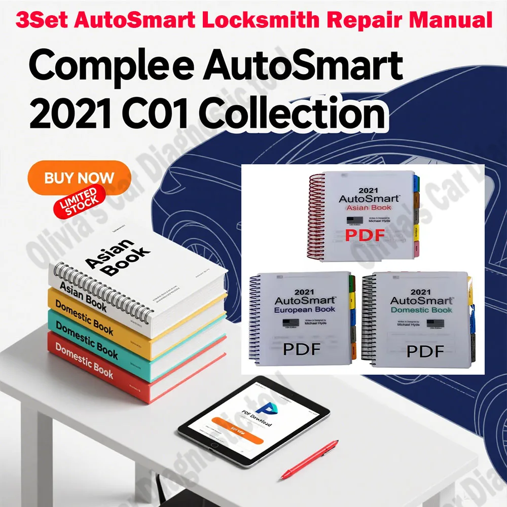 

3Set AutoSmart Locksmith Repair Manual obd2 scanner accessories - Asian, European & Domestic Book Set -By Michael Hyde LockSmith