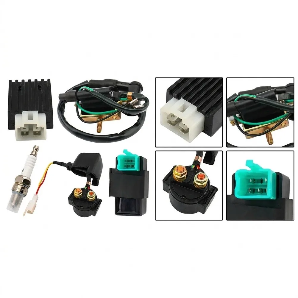 Black Ignition System Kit Complete Ignition Replacement Parts Ignition System Electromagnetic Switch for starter Relay Solenoid