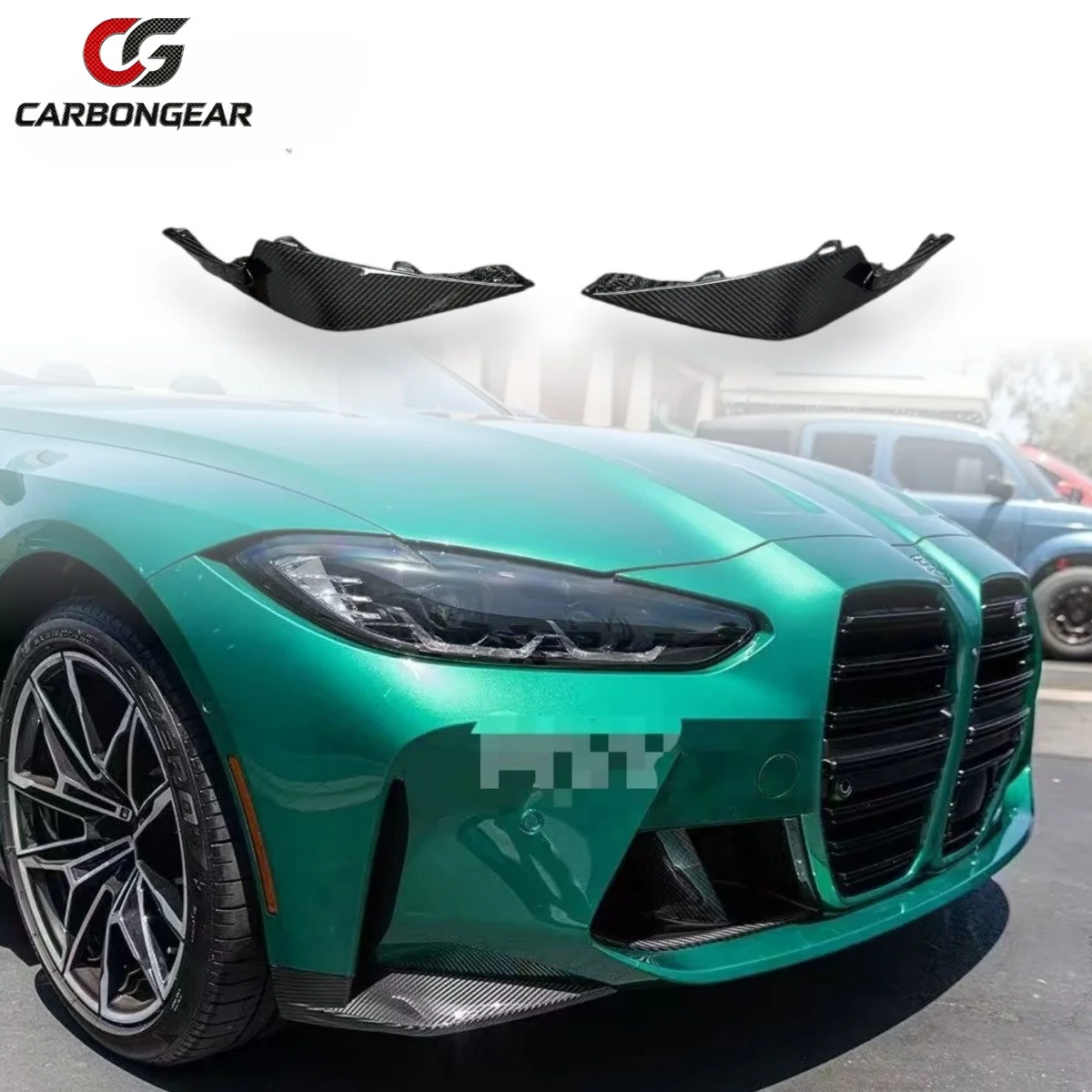 Real Dry Carbon Fiber Front Bumper Lip Canards Diffuser For BMW M3 G80 M4 G82 G83 2021-IN Car Styling Splitters Spoiler