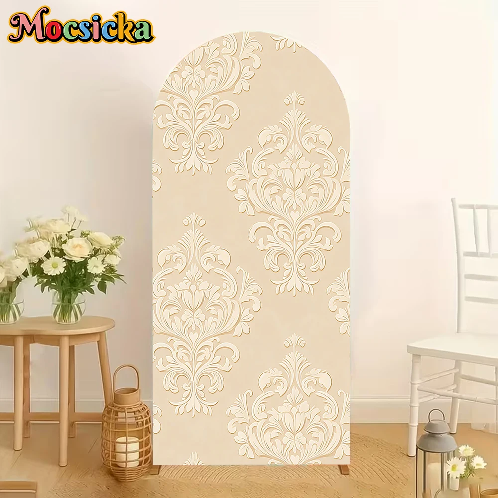 

Mocsicka Arch Covers Background Cloth Soft Double-Sided Studio Shooting Props Birthday Photo Backdrop Beige Floral Pattern Decor