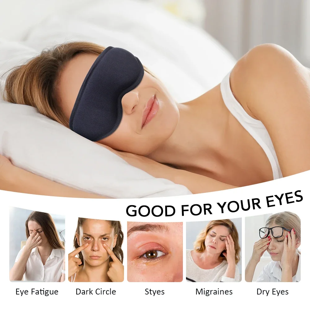 

3 Temperature Settings 3D Sleep Eye Mask with Memory Heat Compress Blackout Blindfold Light Blocking Sleeping Aid for Adults