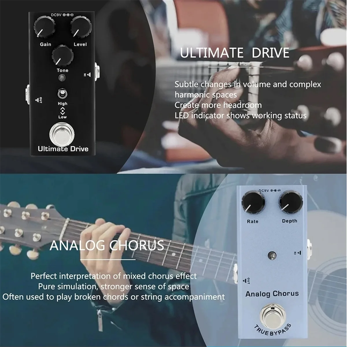 

Lo-ok Педаль эффектов для электрогитары Мини-тремоло Педали для бас-гитары Тремоло