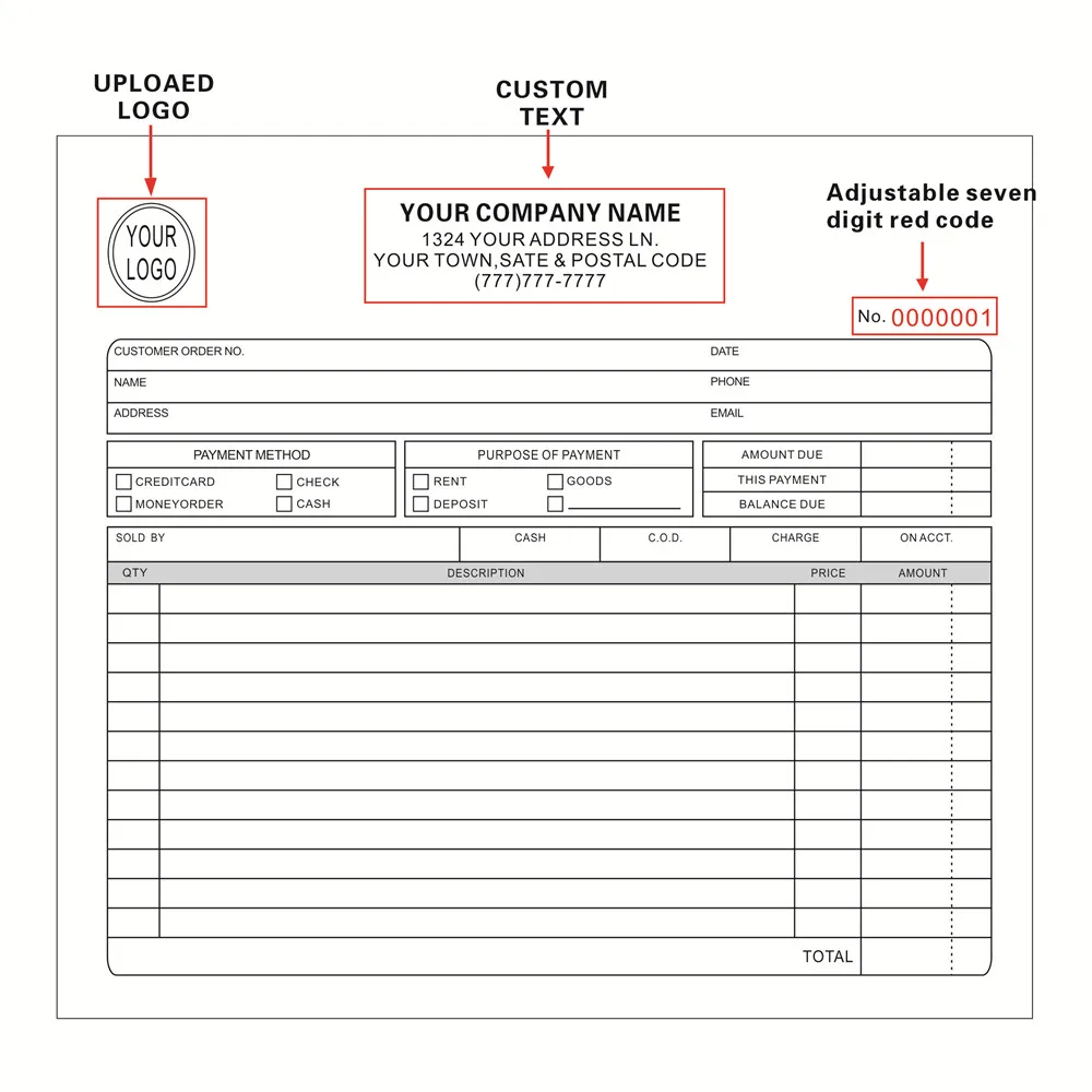 Carbon Copy Book - Deux carnets de factures personnalisables avec