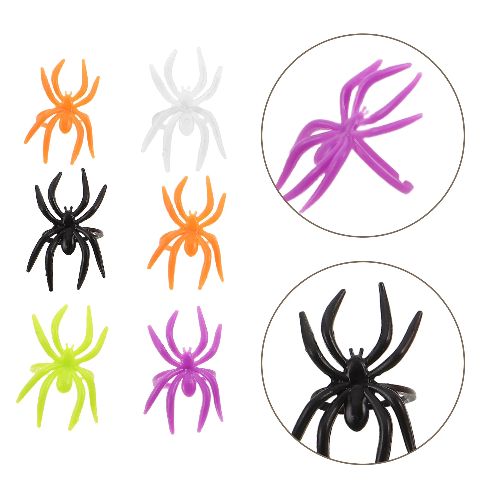 

120pcs Mini Spider Rings For Kids Diy Halloween Plastic Jewelry Spooky Party Supplies Trick Or Treat Favors Haunted House