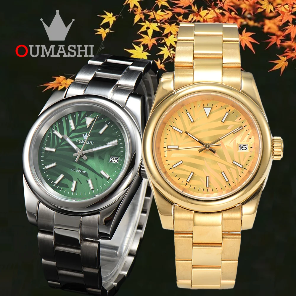 39MM Case 3D Surge Print Dial Sapphire Glass Stainless Steel Case Watch Green Luminous Waterproof NH35 Movement Watch