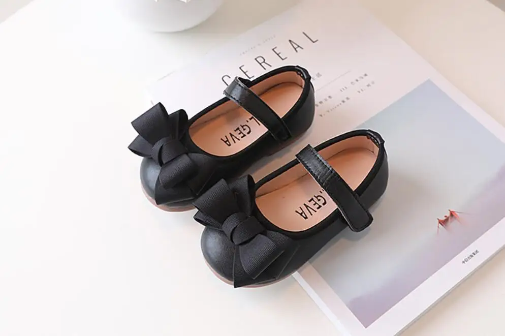 2019 Child Bow Little Girls Dress Bow Princess Party Shoe For Wedding Shoes Big Kids Leather Shoes 3 4 5 6 7 8 9 10 11 12 Years