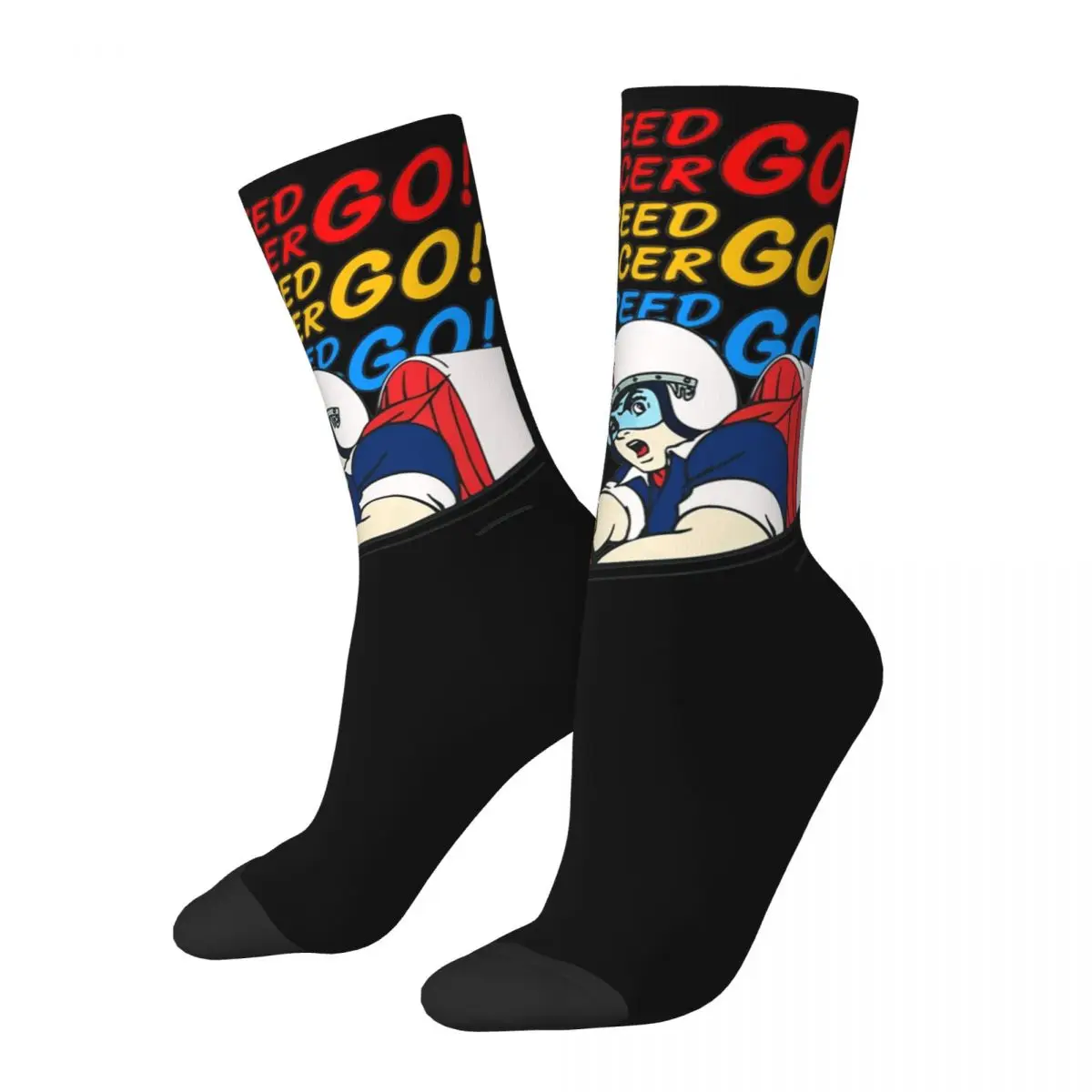 

Crazy Design Go Speed Speed Racer Skateboard Socks Polyester Long Socks for Unisex Non-slip