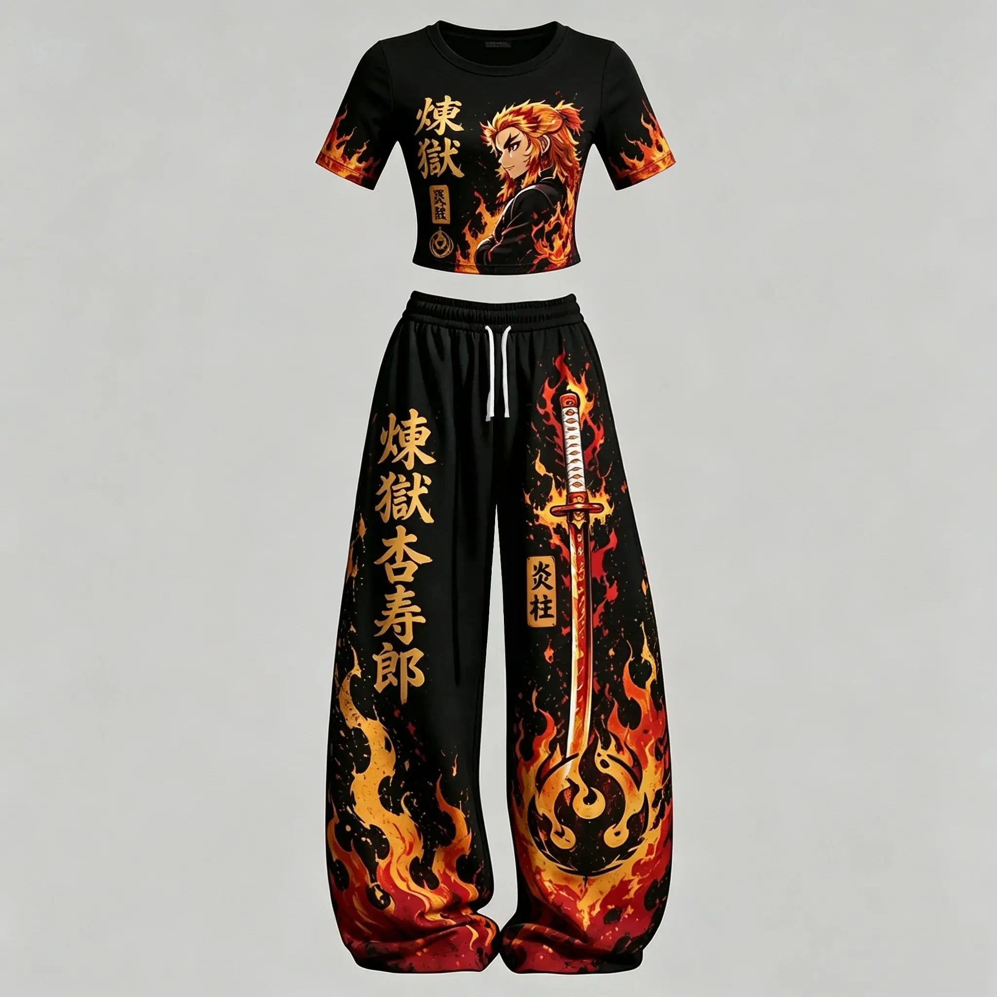 Trendy Women 2 Piece Collectible Demon Slayer Kocho Anime Outfit Soft Fabric Set Ideal For Night Out Casual Street Style Looks