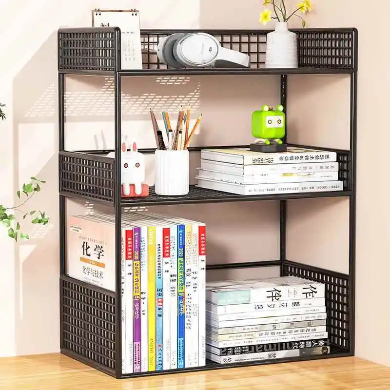 

Creative Desk Bookelf Multi-layer Tabletop Organizer Study Desk Storage Ra Dormi Office Iron Material Floor-standing