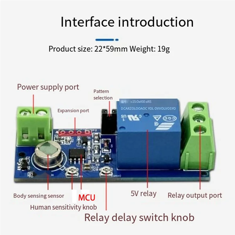 AA87 Relay Module Human Body Infrared Sensing Single Module Delay Time Adjustable Dual Mode Multifunction Module
