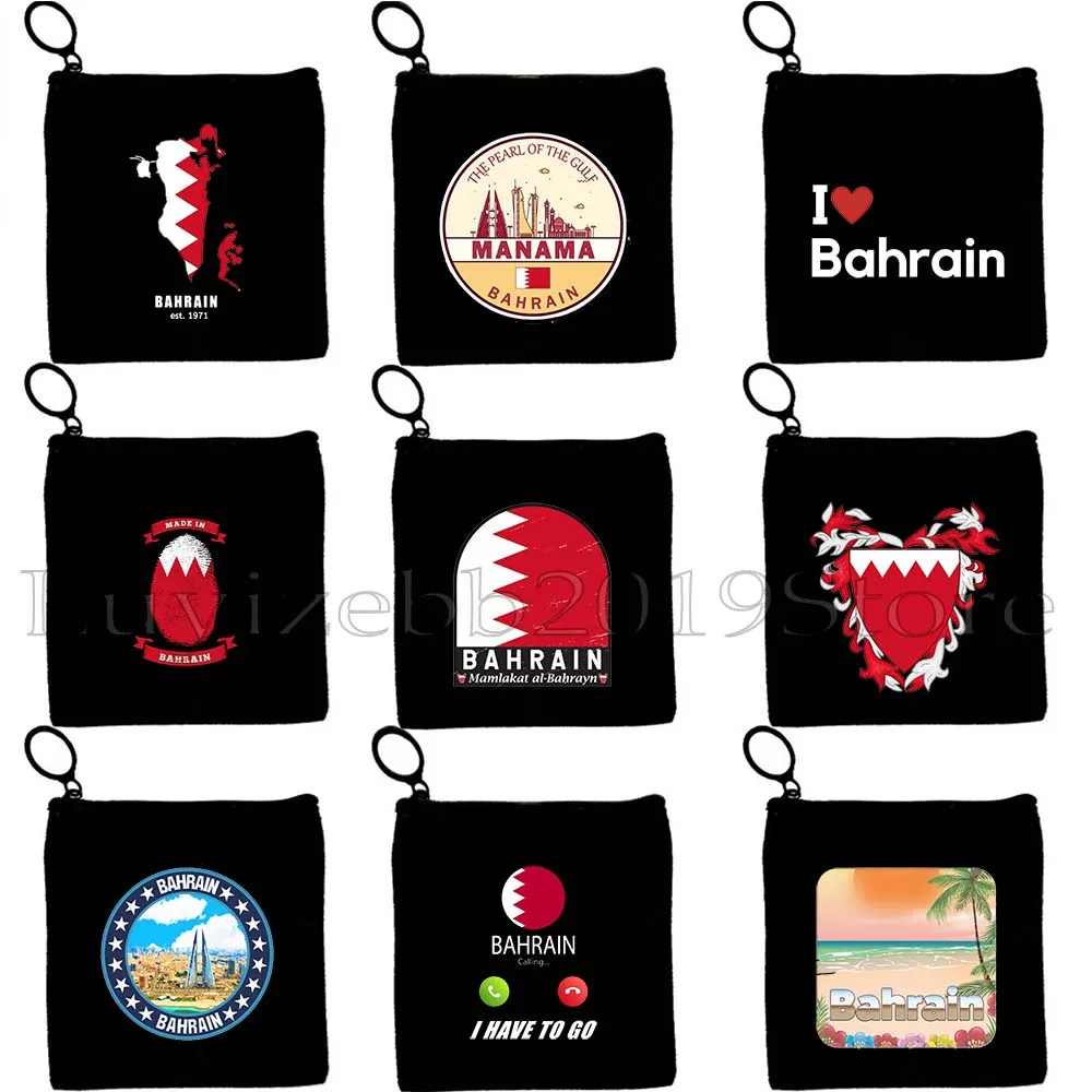 

Manama Bahrain Country Flag Map Gifts Canvas Coin Purse Canvas Bag Small Square Key Storage Card Bag Coin Bag Wallet Zipper