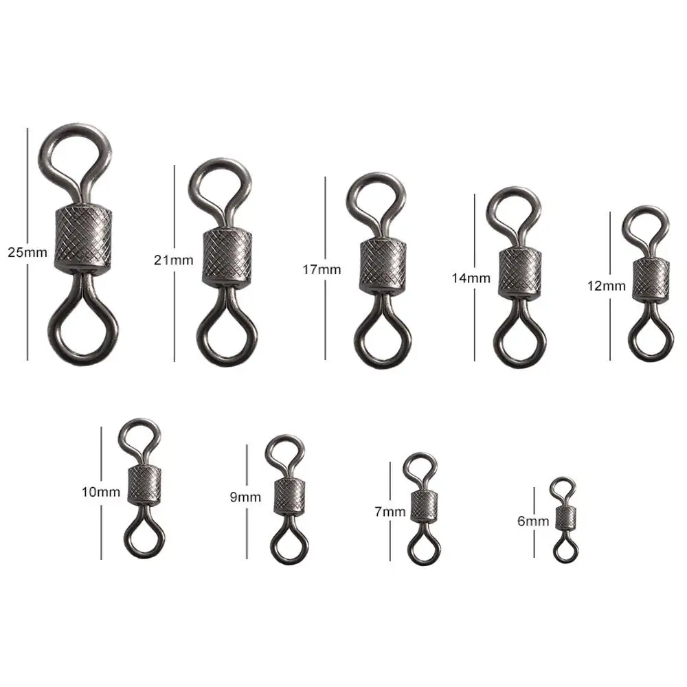 50PCS/Lot Fishing Swivels Ball Bearing Swivel with Safety Snap Solid Rings Rolling Swivel for Carp Fishing Accessories