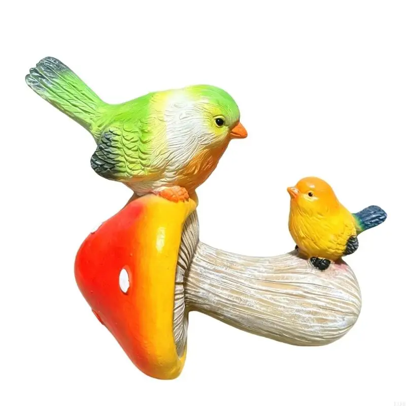 Mushroom Bird Garden Statue Mushroom Bird Statue Resin Figurine for Outdoor Yard Garden Decoration Garden Decoration Gift KXRE