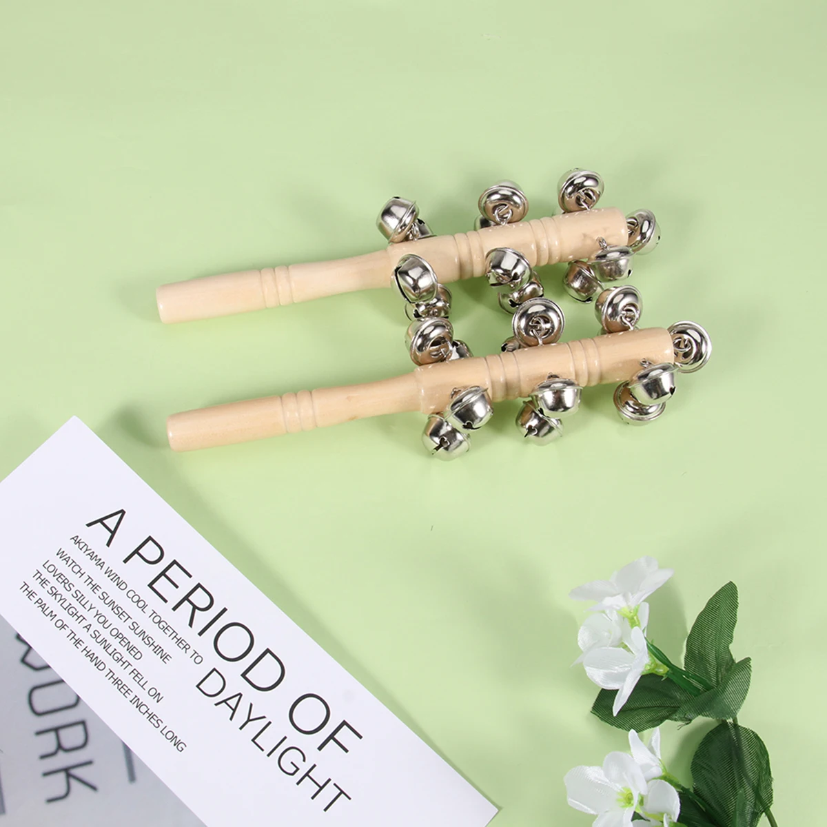 2 قطعة خشخيشات خشبية 4 صفوف 13 أجراس تطوير يد الطفل هز للرضع التسنين خشب الزان التسنين خشخيشات الرضع