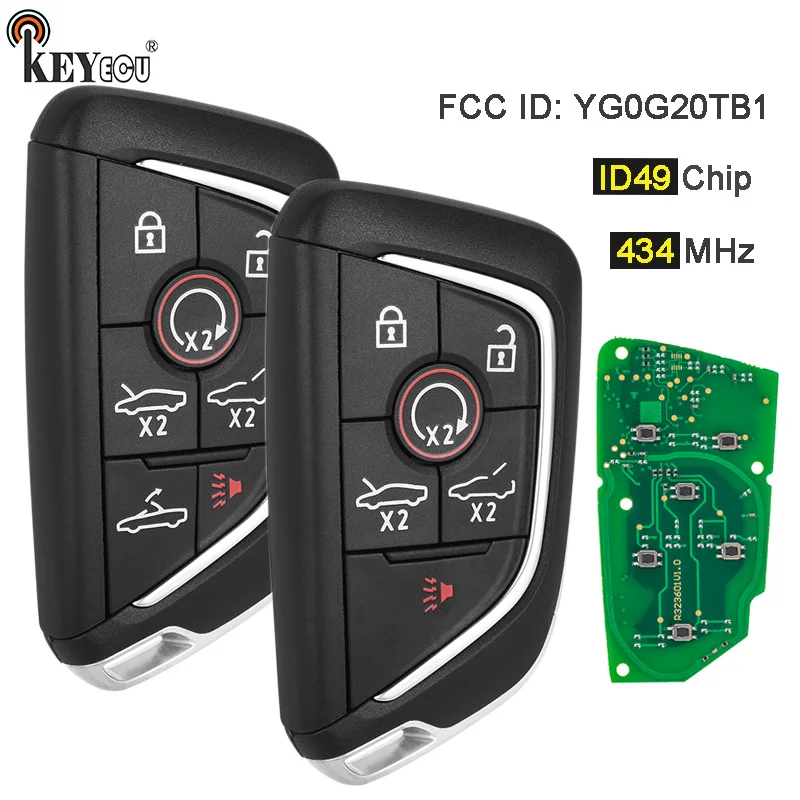 

KEYECU 434MHz ID49 Chip FCC ID: YG0G20TB1 Smart Remote Key Fob 5 6 Buttons for Chevrolet Corvette C8 2020 2021 2022 2023 2024