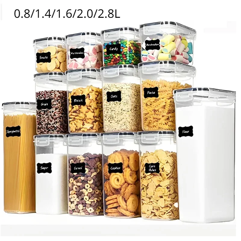 5Pcs Food Storage Organizers With Lid Grain Container Refrigerator Noodle Box Multigrain Storage Tank Sealed Cans Kitchen Supply