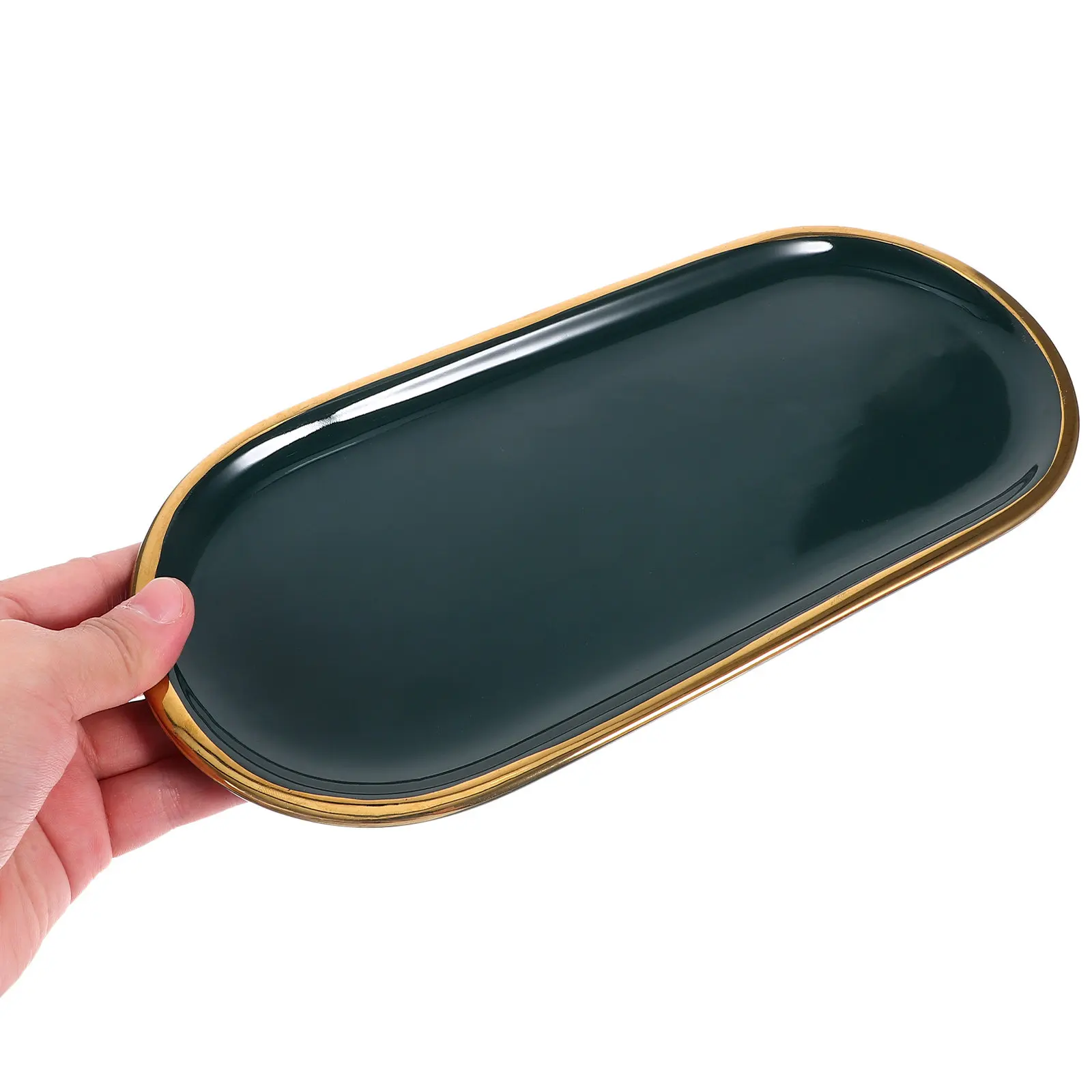 

Керамическая тарелка для хранения с золотым узором, 1 шт., поднос-органайзер для украшений, для праздников, домашнего декора, бытового хранения