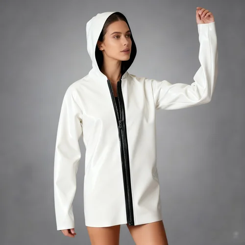 

Латексный резиновый комбинезон Gummi, модный клуб, колготки ручной работы для косплея, бал-маскарад, пальто с капюшоном