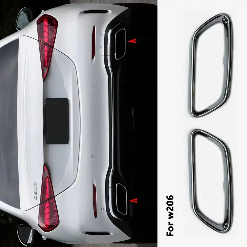 

A2068858303 A2068858403 Exhaust Pipe Cover Rear Bumper Chrome Trim Black For Mercedes Benz C Class W206 C200 C300