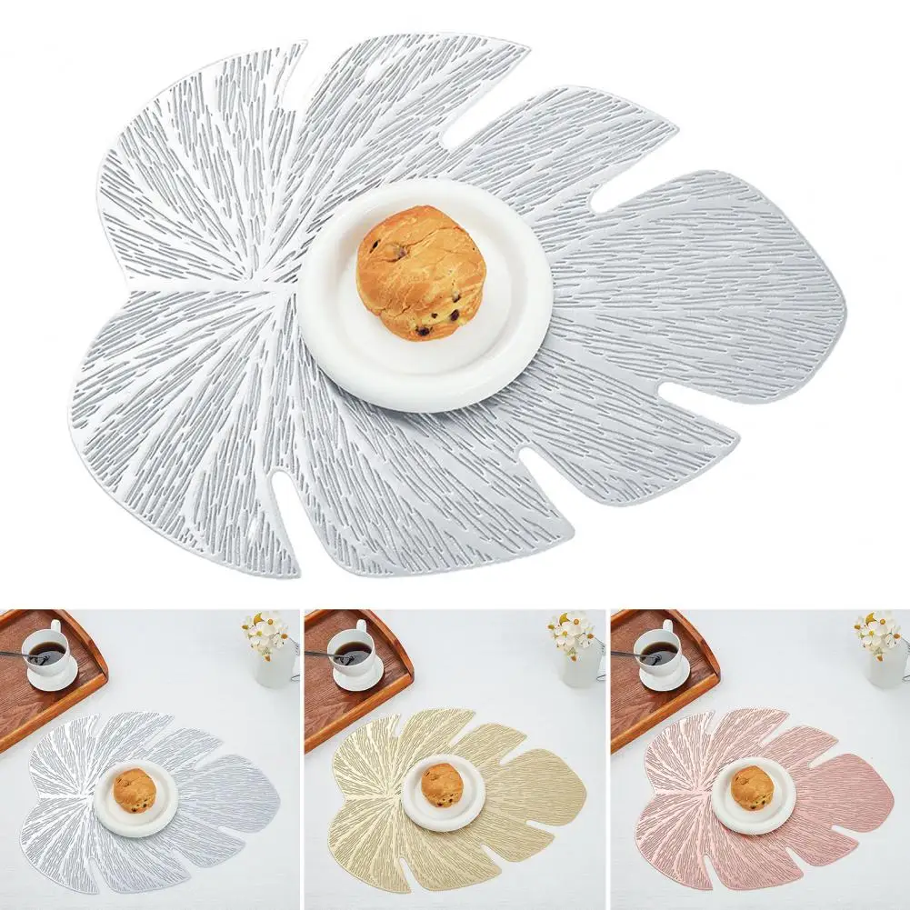 Placemat Banana Leaf Design Oil-proof Heat Insulation Non-Slip Tablemat Coaster Light Luxury Cooking Dinner Mat Kitchen Supplies