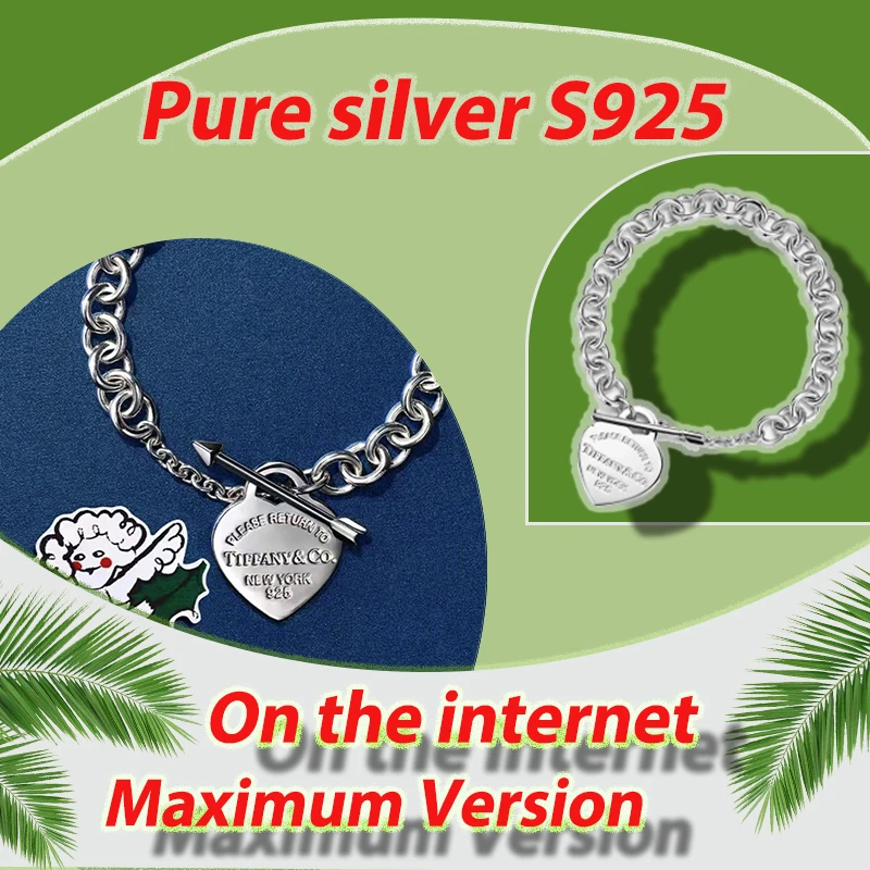 

Модный, сладкий и романтический браслет-подвеска «Любовь» из чистого серебра S925 с простым и универсальным стилем серии TCO