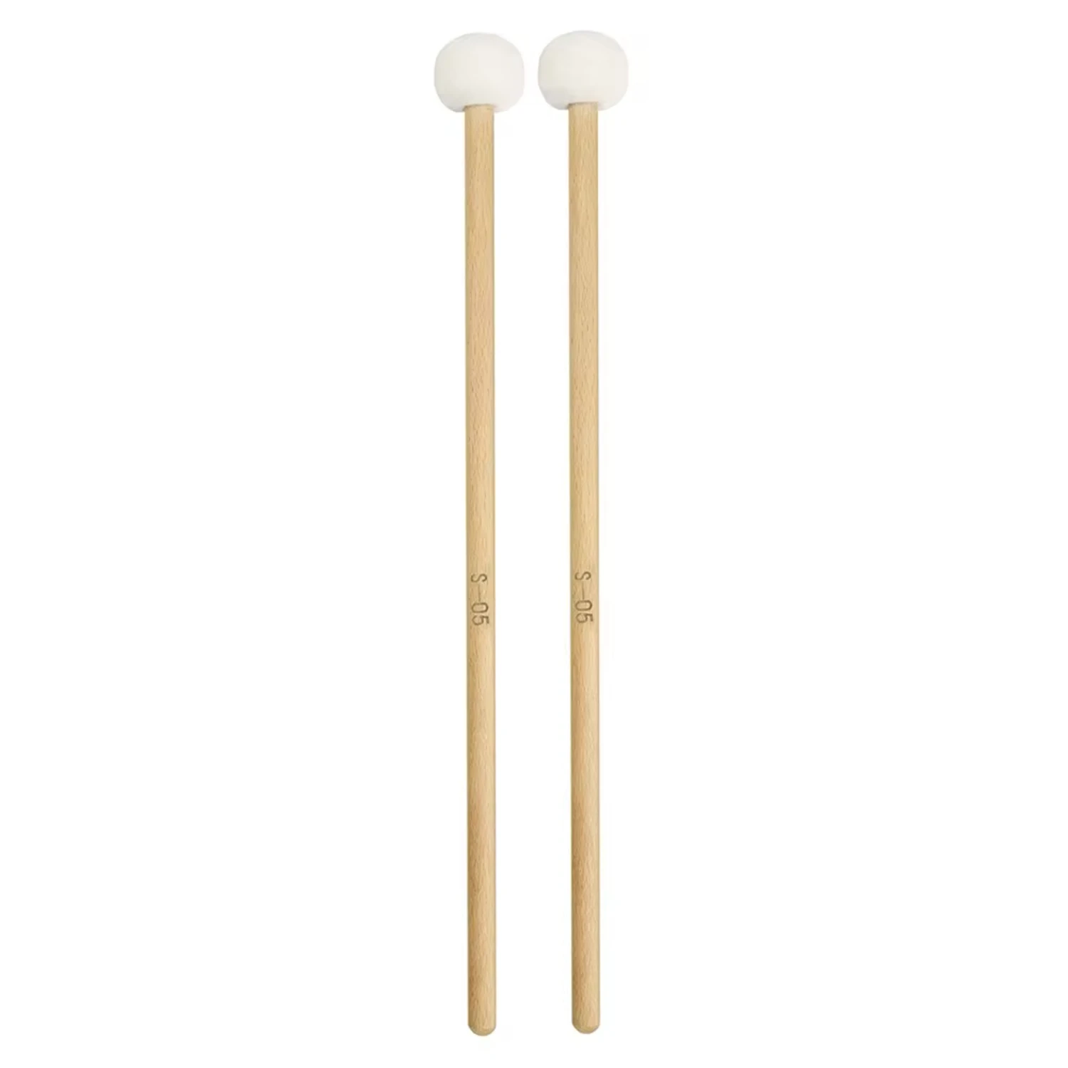 New 1 Pair Felt Mallets Drum Sticks with Wood Handle Percussion Instrument White
