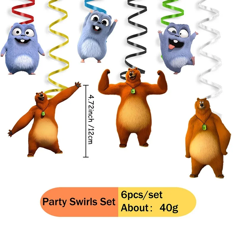 Grizzy und Lemmings Wabenspiral-Kombination für Geburtstagsfeiern und Festival-Events, Dekorations-Set für Partys – Detail 4