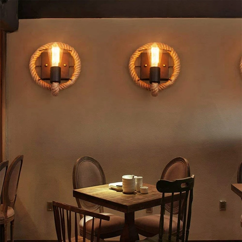 

INW-0eVintage Wall Lamp American Rope Industrial Lamp Personality Bar Iron Wall Lamp Loft Aisles Wall Lights(No Light