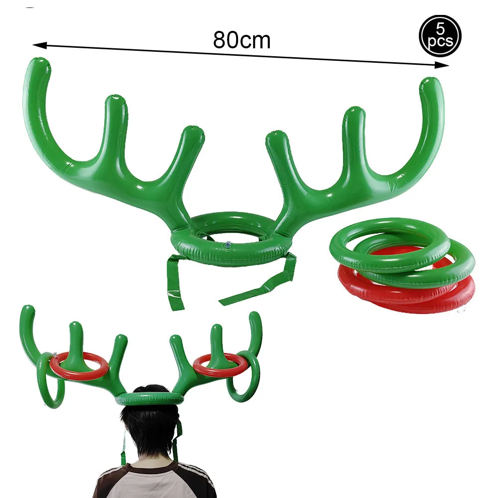 Christmas Games Ring Toss Inflatable Reindeer Antler/Candy Cane/ Nutcrackers Ring Toss Game Christmas Party Decorations Favors