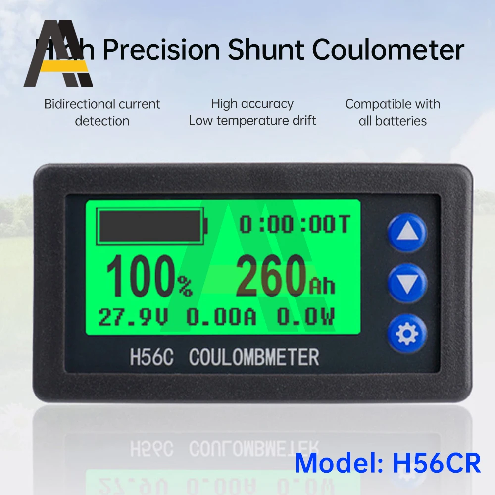 H56CR Shunt Coulomb Meter Power Indicator DC10-100V 100A 200A 300A Battery Capacity Detector Bidirectional Voltage Current Meter