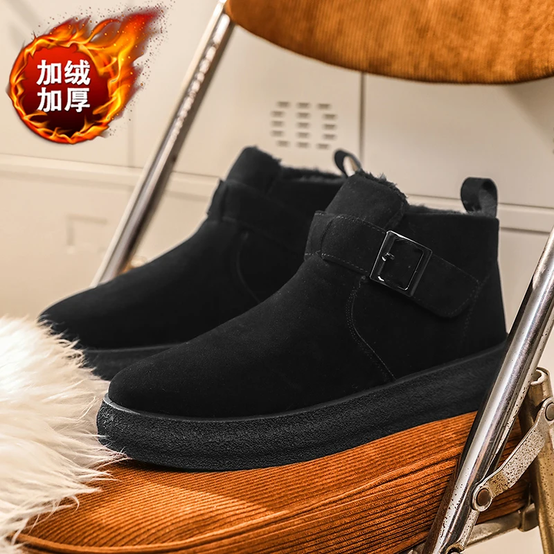 أحذية الثلوج الشتوية للرجال 2025، مبطنة بالفرو الصناعي ومقاومة للماء، مضادة للانزلاق لخروج الحضرية غير الرسمية