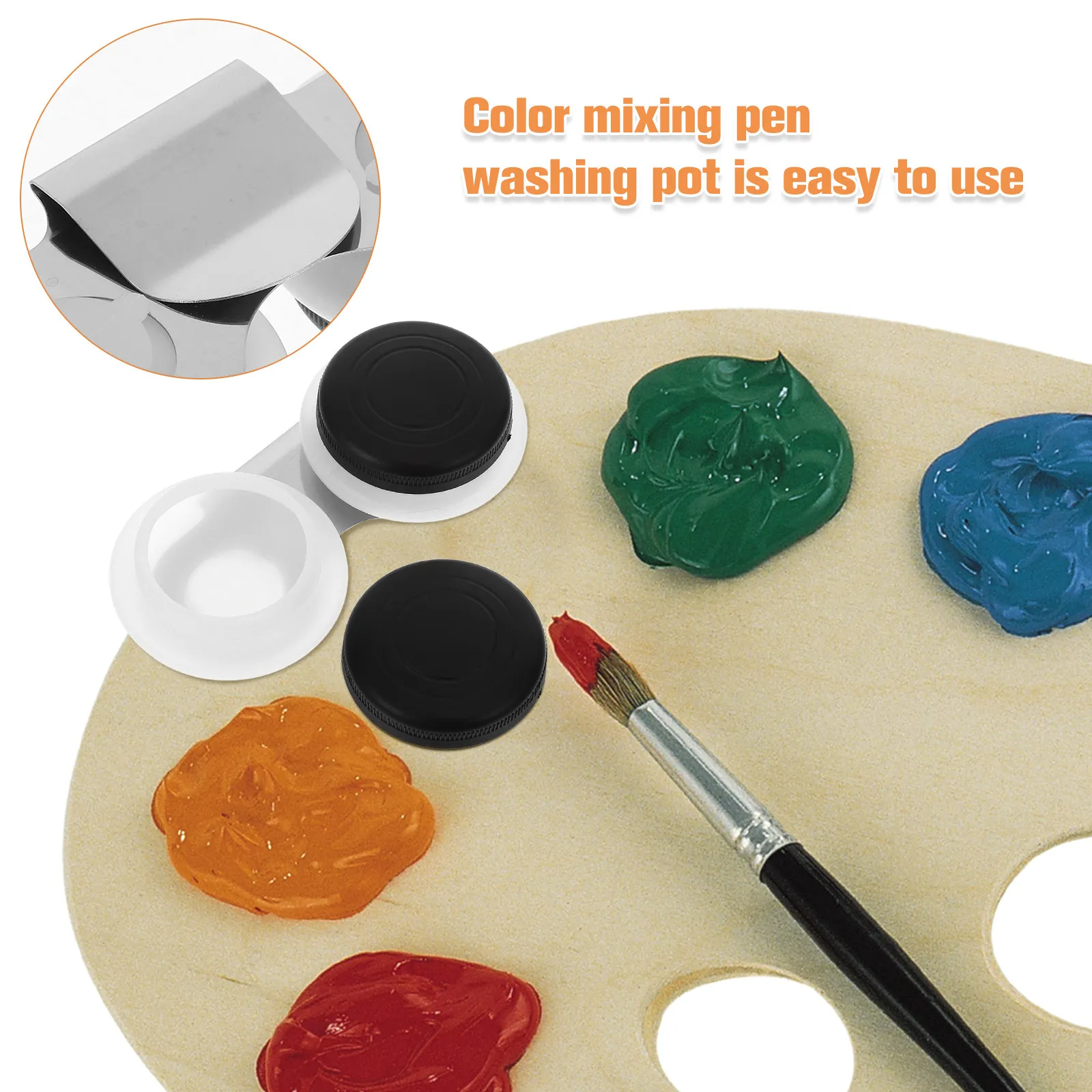 Double-Compartment Oil Pot Lid Plastic Paint Mixing Palette Portable Brush Cleaner Artists Drawing Supplies Oil Painting