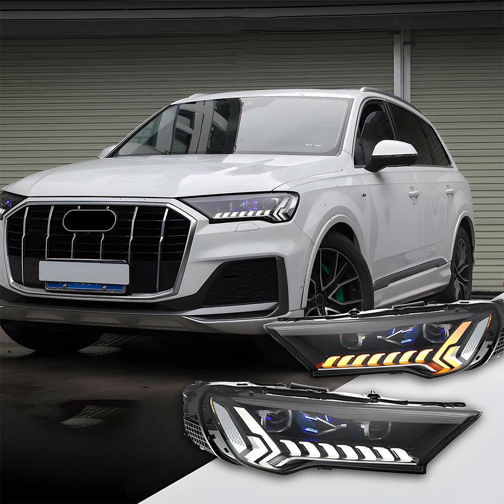 For  Q7 2016-2022 Auto Headlights Assembly Upgrade Startup Effect Laser Styles LED Projector Lens Car Tools Accessories