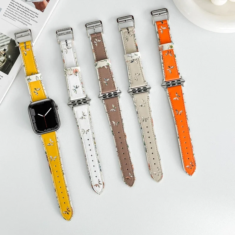 

Leather band for Apple watch 45mm 41mm 44mm 40mm 49mm 42mm Butterfly style bracelet band iWatch Ultra/2 10 9 8 7 6 5 4 SE Strap