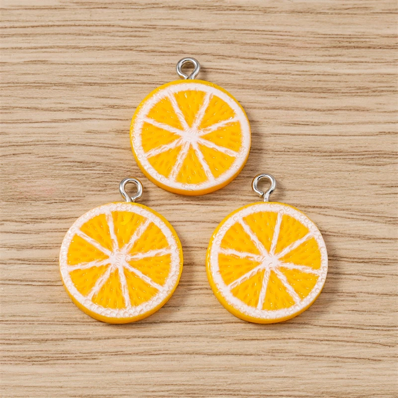 10 pz 19x23mm Carino Frutta Pendenti e Ciondoli Resina Arancione Fetta Pendenti con Ciondoli per la Creazione di Gioielli Collane Orecchini Artigianato FAI DA TE Accessori