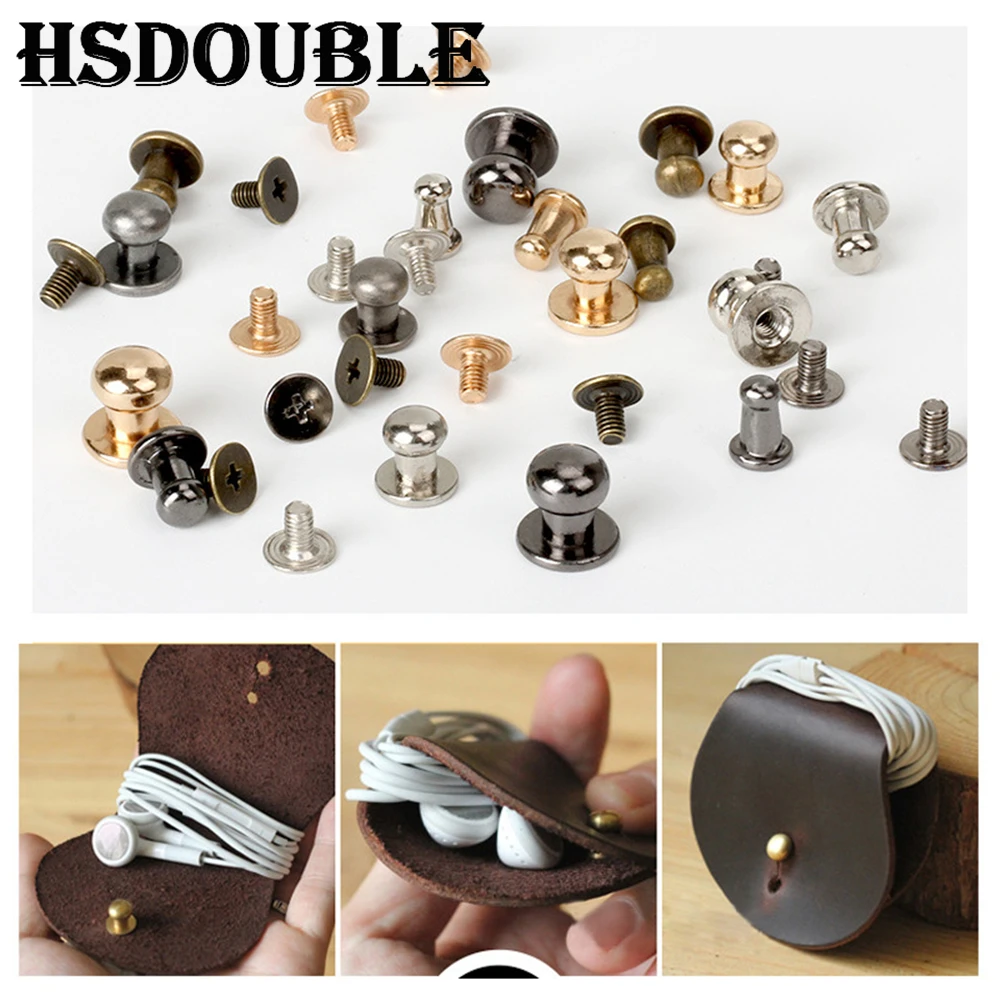 10 Sets Metal Alloy Knob Screw Rivets Studs DIY Crafts Leather Belt Watchband Round Monk Head Decor Nail Buckles