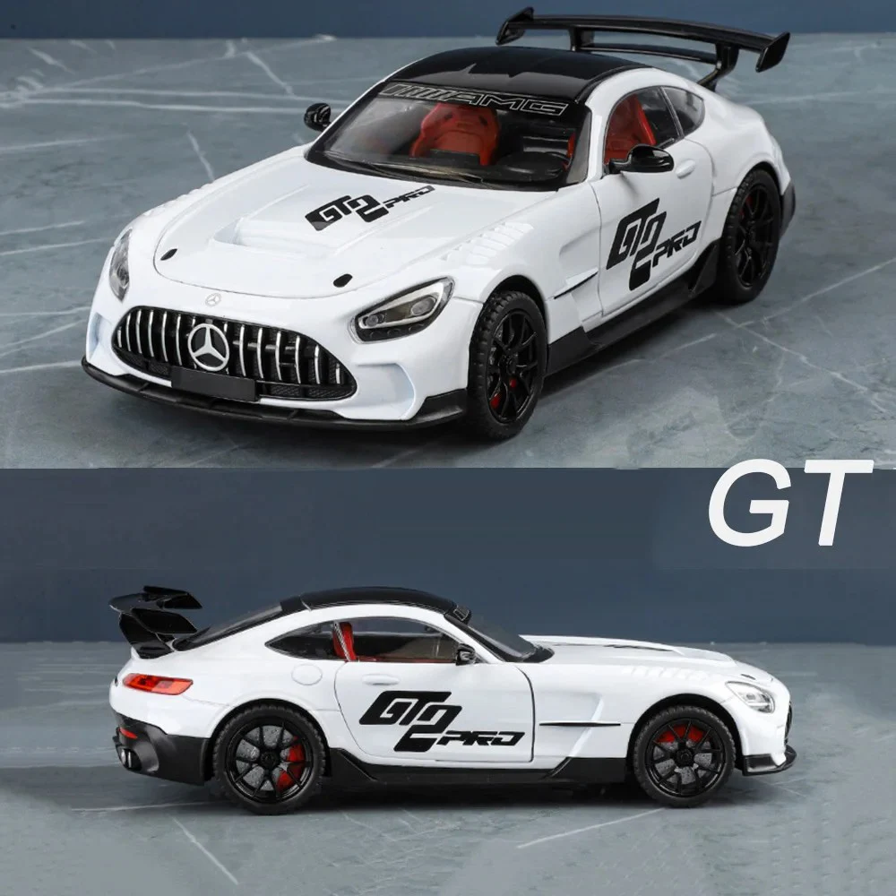 

Масштаб 1/24 Benz GT, спортивные модели из сплава, автомобили, игрушки, литые под давлением с резиновыми шинами, откатный свет, музыкальный суперкар, подарки для малышей