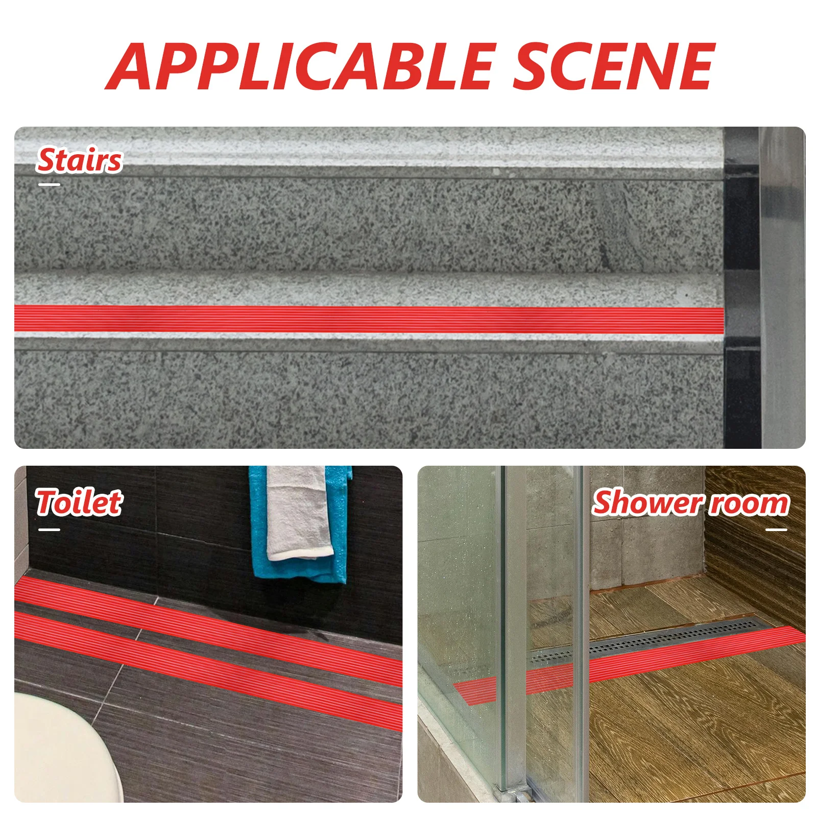 

PVC Stair Treads Non Slip Tape Anti Skid Safety Pad Self Adhesive Step Edge Trim Strips Bright Color Night Visibility