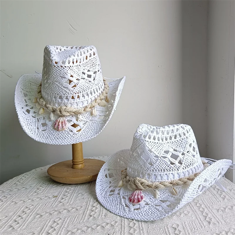Shell Malan cowboy hat retro straw hat new men and women jazz cowboy hat straw sun hat summer hat wide brim hat sombrero