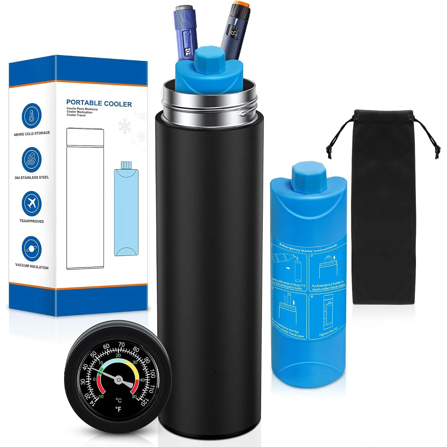 New Stainless Steel Refrigerator Insulin Pens Refrigerated Cups Diabetic Insulated Medicine Travels Cooler Refrigerator Drug Box
