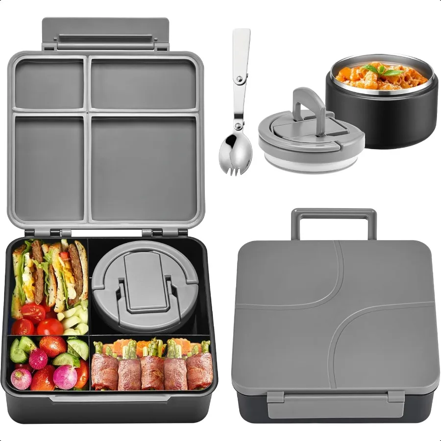 

Ланч-бокс Bento для супа емкостью 8 унций, термогерметичные контейнеры для обеда с 4 отделениями, детская изолированная термостойкая банка для горячего питания f