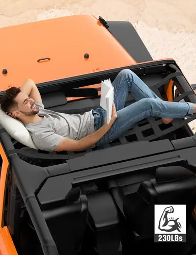 Red de carga de malla para techo, hamaca para Jeep Wrangler YJ TJ JK JL gladiador JT, molduras interiores negras, 1987-2023