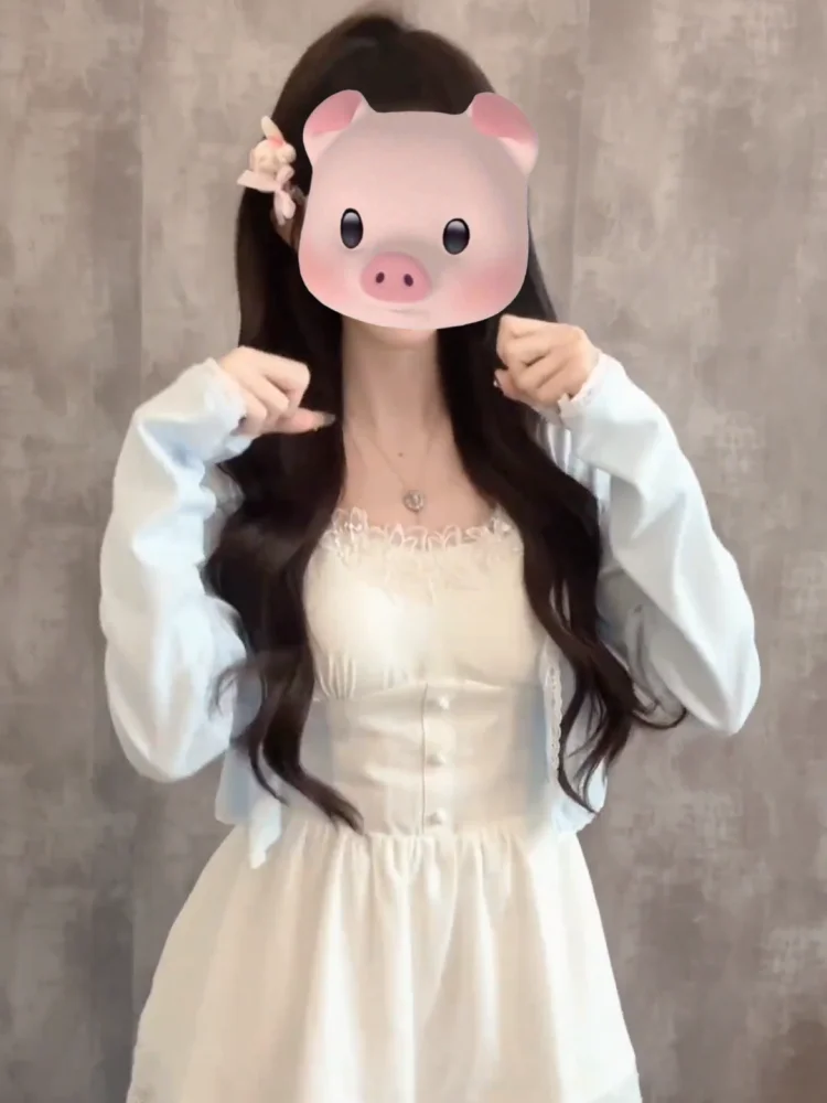 

Faionable Women's Outfit Set Spring New Sle Unique Good Looking Cardigan And Strap Dr Casual Long Sve Collar