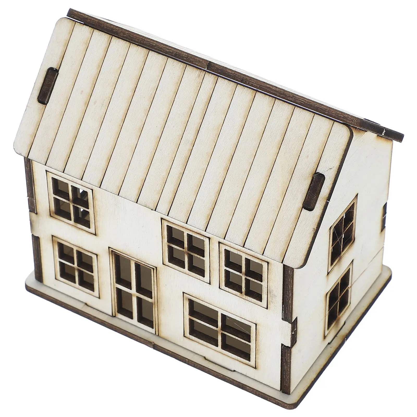 

Wooden Miniature House Kit DIY Assembly Puzzle for Christmas Village Decoration Micro Garden Sandbox Scene Realistic Cottage