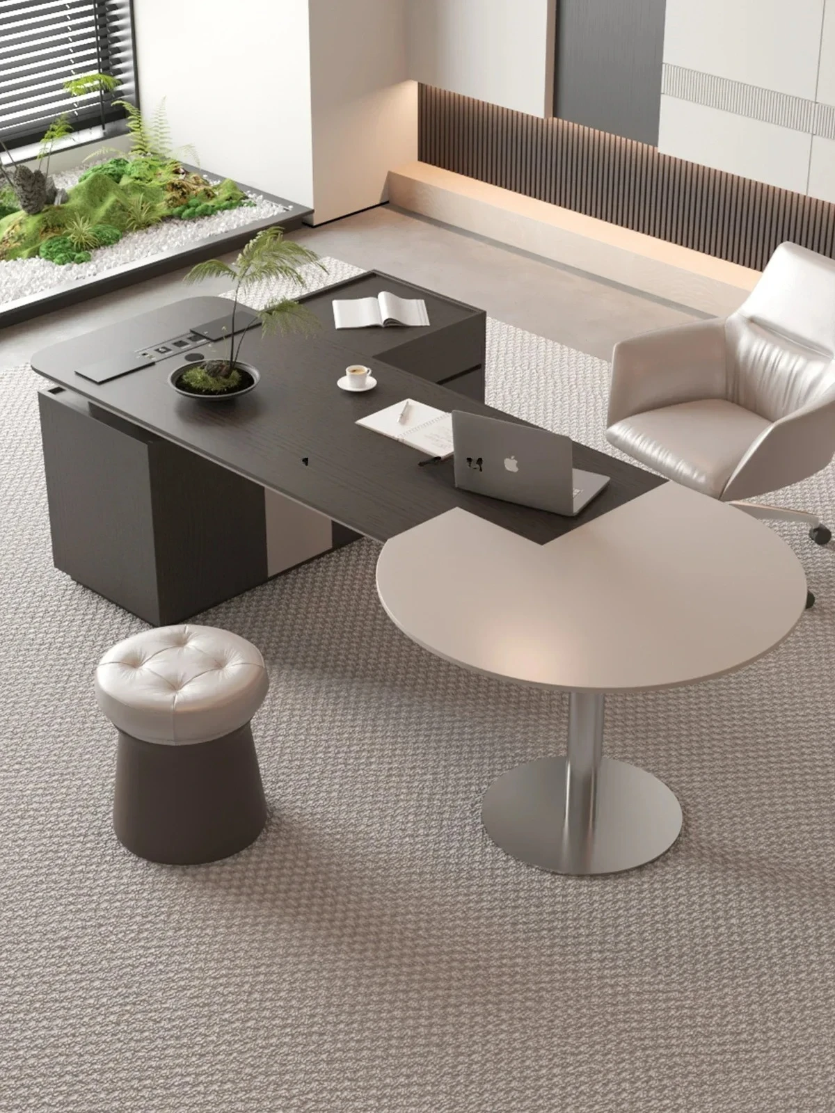 A Light Luxury Italian Office Boss Desk Large Class Desk Solid Wood President Computer  Writing Desk
